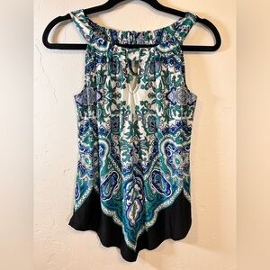 INC International Concepts Blue Asymmetrical Sleeveless Blouse Small